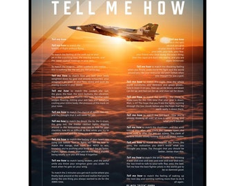F-111F Acrylic print ready to hang with the Tell Me How description of military flight.