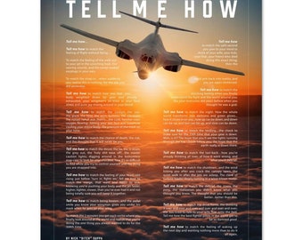 B-1B "Bone" with the Tell Me How description of flight. This is a museum quality poster on ultra premium  luster photo paper.