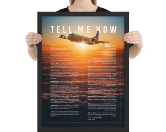 P-3C Orion, sunset, framed, with the Tell Me How ode to flight.