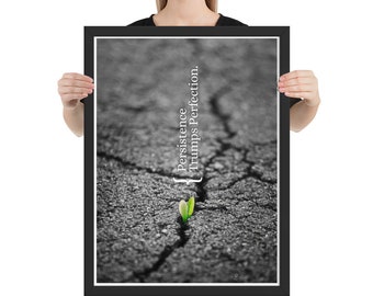 Persistence Trumps Perfection. Framed photo paper poster