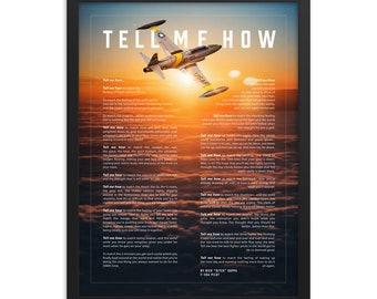 T-33 sunset. Framed and ready to hang with the Tell Me How description of military flight.