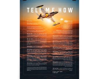 T-33 with the Tell Me How description of flight. This is a museum quality poster on ultra premium  luster photo paper.