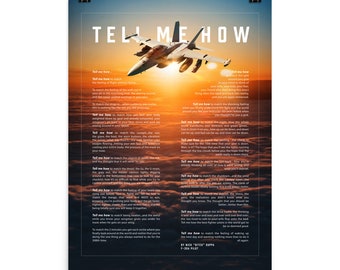 E/A-18G Growler, sunset, poster only ready for framing with Tell Me How ode.