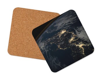 Cork-back coaster with Japan at night