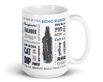 Naval Air "Say Again" Mug With NFO Wings And Flight Deck Talk and Cockpit Comm