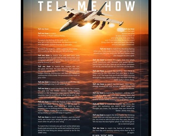 E/A-18G Growler Metallic print ready to hang with the Tell Me How description of military flight.