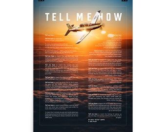 T-6 Texan II sunset, poster only ready for framing with Tell Me How ode