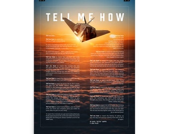 F-117, sunset, poster only ready for framing with Tell Me How ode