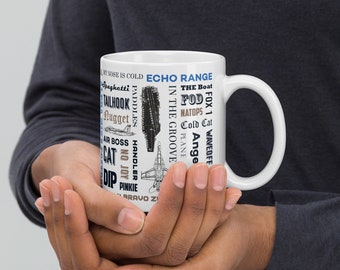 Our "Say Again" Naval Air Mug With F/A-18 and Pilot Lingo NFO  Wings
