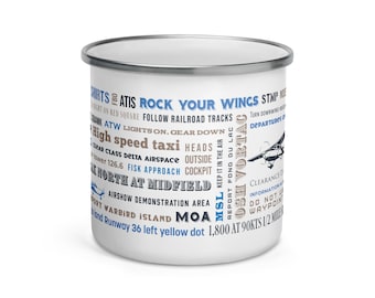Oshkosh Airshow Arrival and Departure Language Enamel Mug