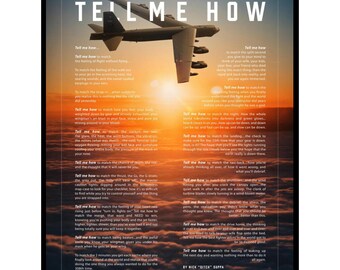 B-52 Bomber Metallic print ready to hang with the Tell Me How description of military flight.