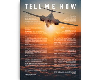 B-1B Lancer bomber on canvas, with Tell Me How ode to flight, ready for hanging