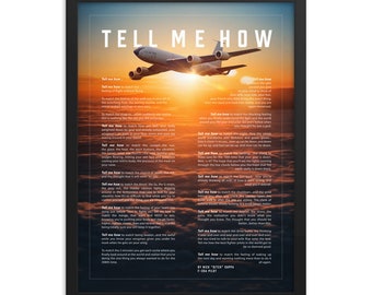 KC-135, sunset, framed and ready for hanging, with Tell Me How description of military flight.