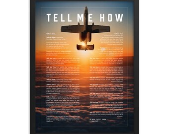A-10 Warthog sunset, with Tell Me How description of military flight.  Framed and ready for hanging