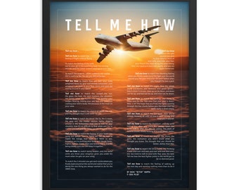 C-5 sunset. Framed and ready to hang with the Tell Me How description of military flight.