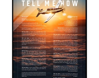 T-6 Texan II Acrylic print ready to hang with the Tell Me How description of military flight.