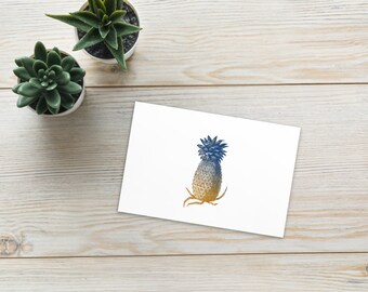 Universal symbol of welcome -- the pineapple in a standard postcard