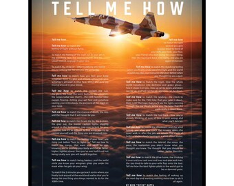T-38 Talon Metallic print ready to hang with the Tell Me How description of military flight.