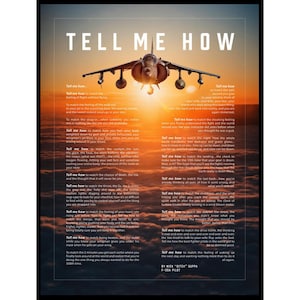 AV-8B Metallic Druck mit Tell Me How Ode an Militärflug.