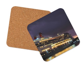 Cork-back coaster with MS Borealis