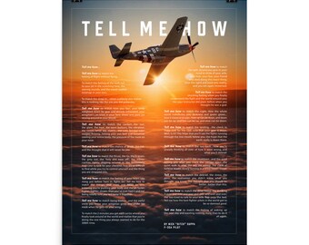 World War II Collection, P51 Mustang, with Tell Me How description of military flight, professional poster ready to frame.