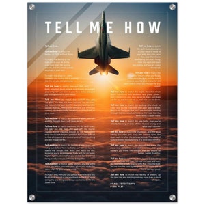 F-18C Hornet Acryldruck, mit Tell Me How Beschreibung des Militärfluges.