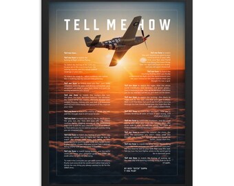 World War II Collection, P51 Mustang with sunset, framed and ready for hanging