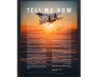 F-15 Eagle, version 2. Framed and ready to hang with the Tell Me How description of military flight.