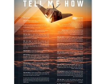 F-117 Acrylic print, with Tell Me How description of military flight.