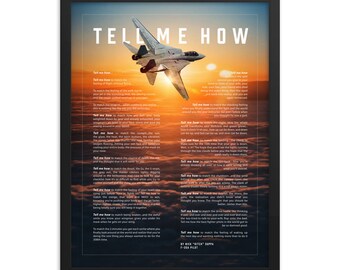 F-14 Tomcat, Version 2, Framed and ready to hang with the Tell Me How description of military flight.
