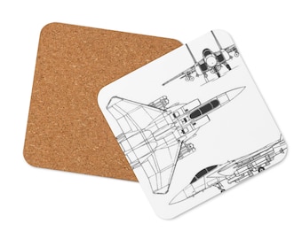 Cork-back coaster with F-15
