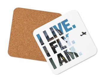 Cork-back coaster for plane crazy people.