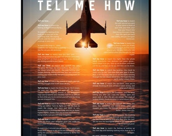 F-16 Viper  Acrylic print ready to hang with the Tell Me How description of military flight.