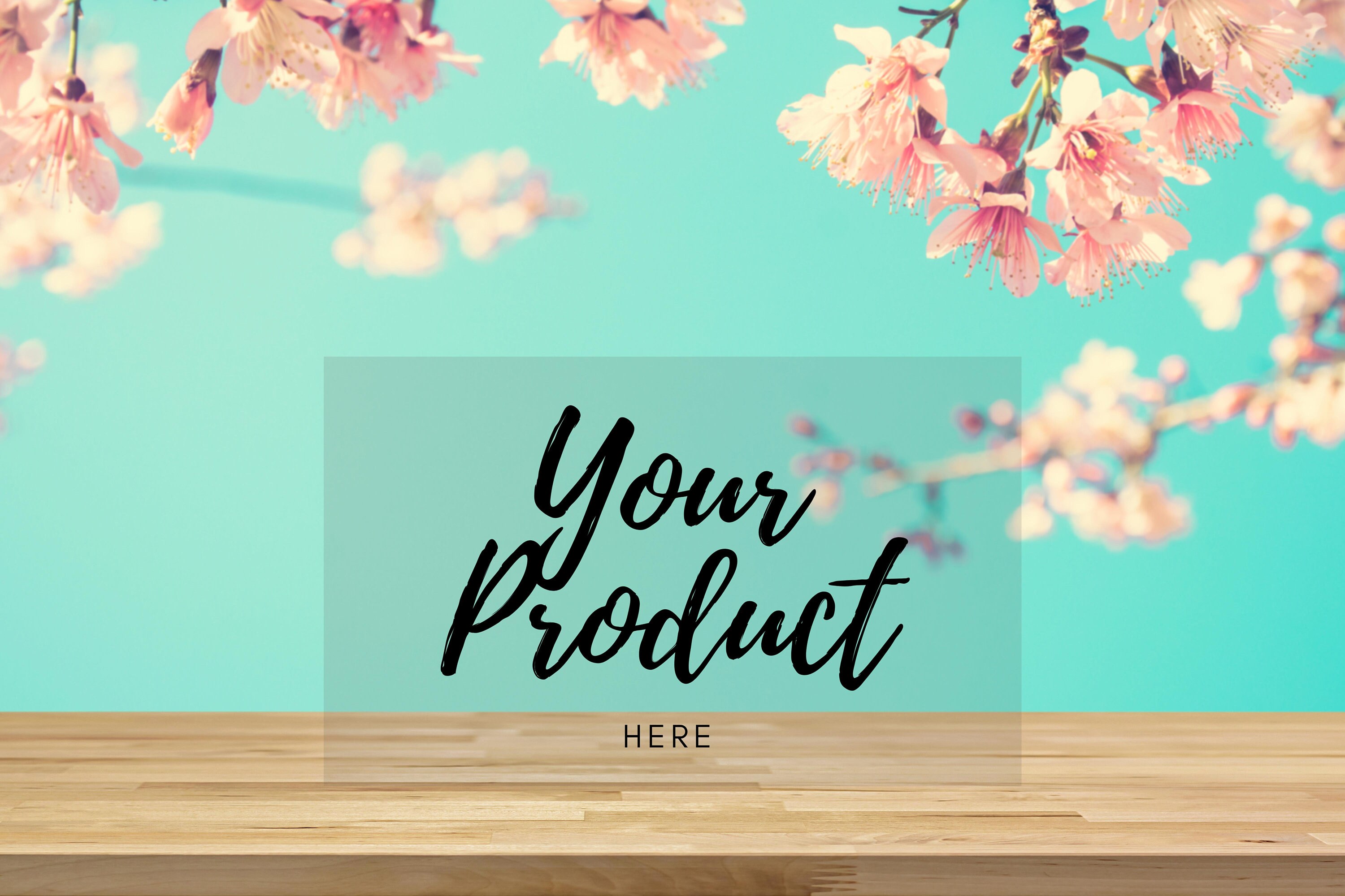 Wood table top backdrop mock up in pink Cherry blossom flower Etsy