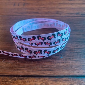 3/8&quot; Grosgrain Ribbon - Minnie Ears Pink (5 yards)