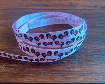 Cinta de grogrén de 3/8" - Orejas de Minnie rosa (5 yardas)