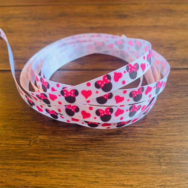 3/8" Grosgrain Ribbon - Minnie/Hearts (5 yards)