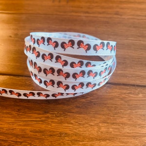 3/8&quot; Grosgrain Ribbon - Minnie Ears White (5 yards)