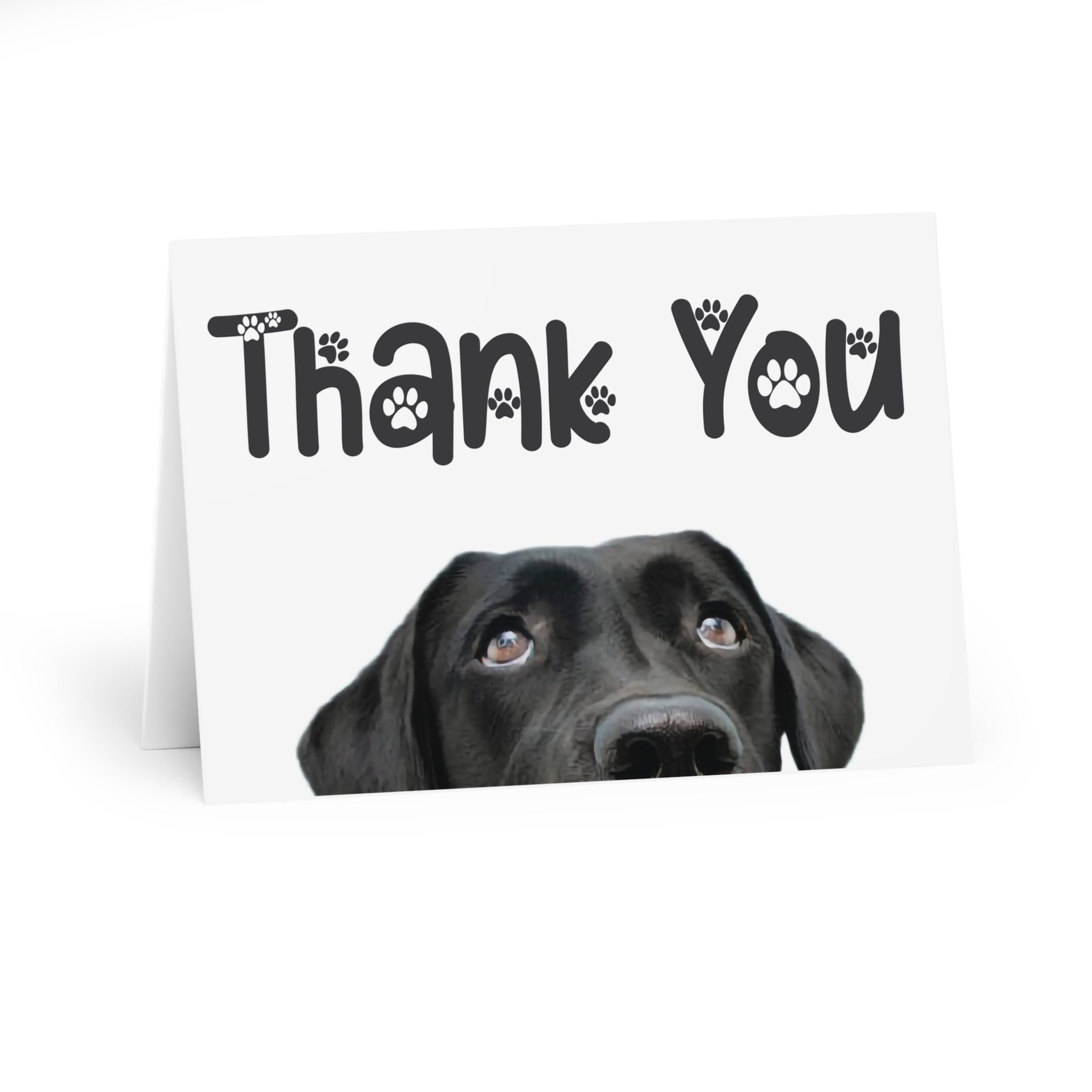 Charming Black Labrador Thank You Greeting Card With Paw Prints Etsy