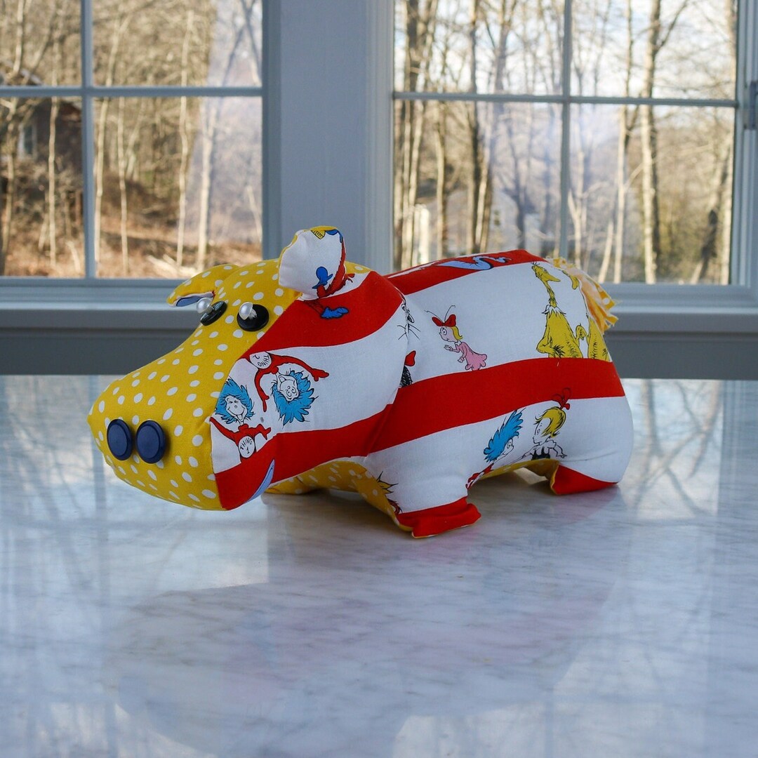 Hippo Stuffed Animal Dr. Seuss Print Happy Home Hippo Gift Etsy
