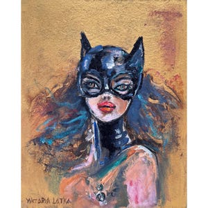 Cat Woman Malerei Original Kunst Portrait Frau Kunstwerk Expressionistin Kunst 8 von 10 &quot;bunte figurative Malerei von Viktoria Latka