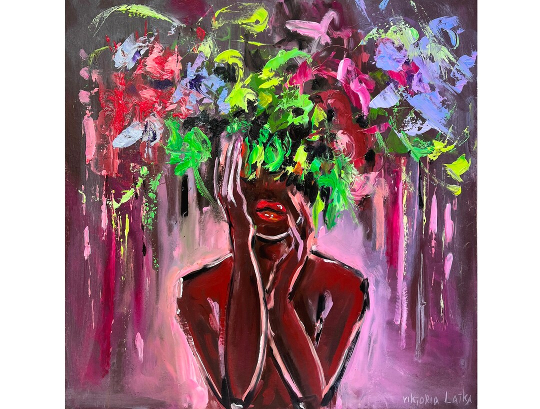 African American Art Woman Painting Original Art Black Woman Artwork 12 ...