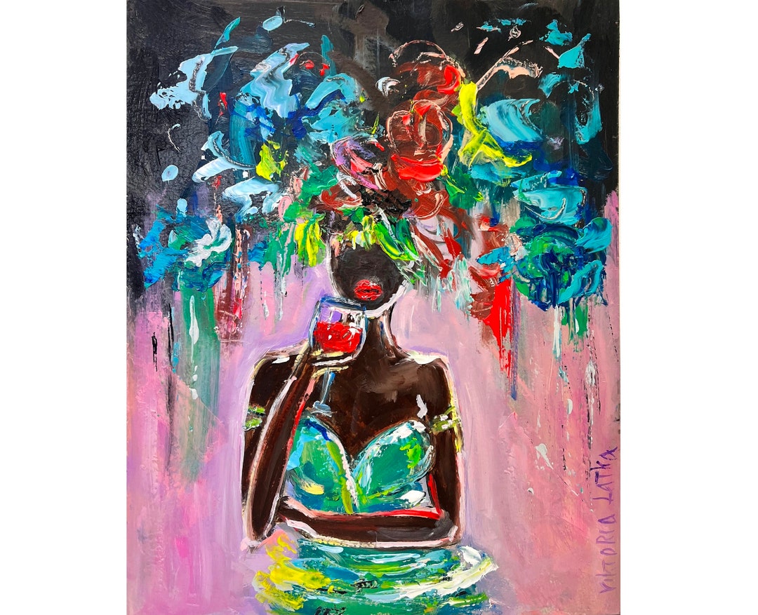 African American Art Original Painting Black Woman Artwork Faceless ...