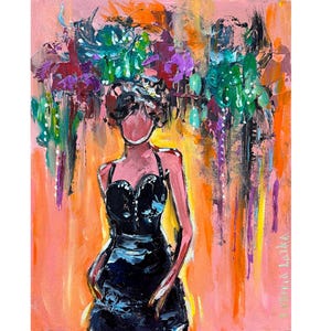 Woman Painting Original Art Faceless Portrait Painting Flowers Woman Art 8 by 10&quot; Floral Woman Art Figurative Painting by Viktoria Latka