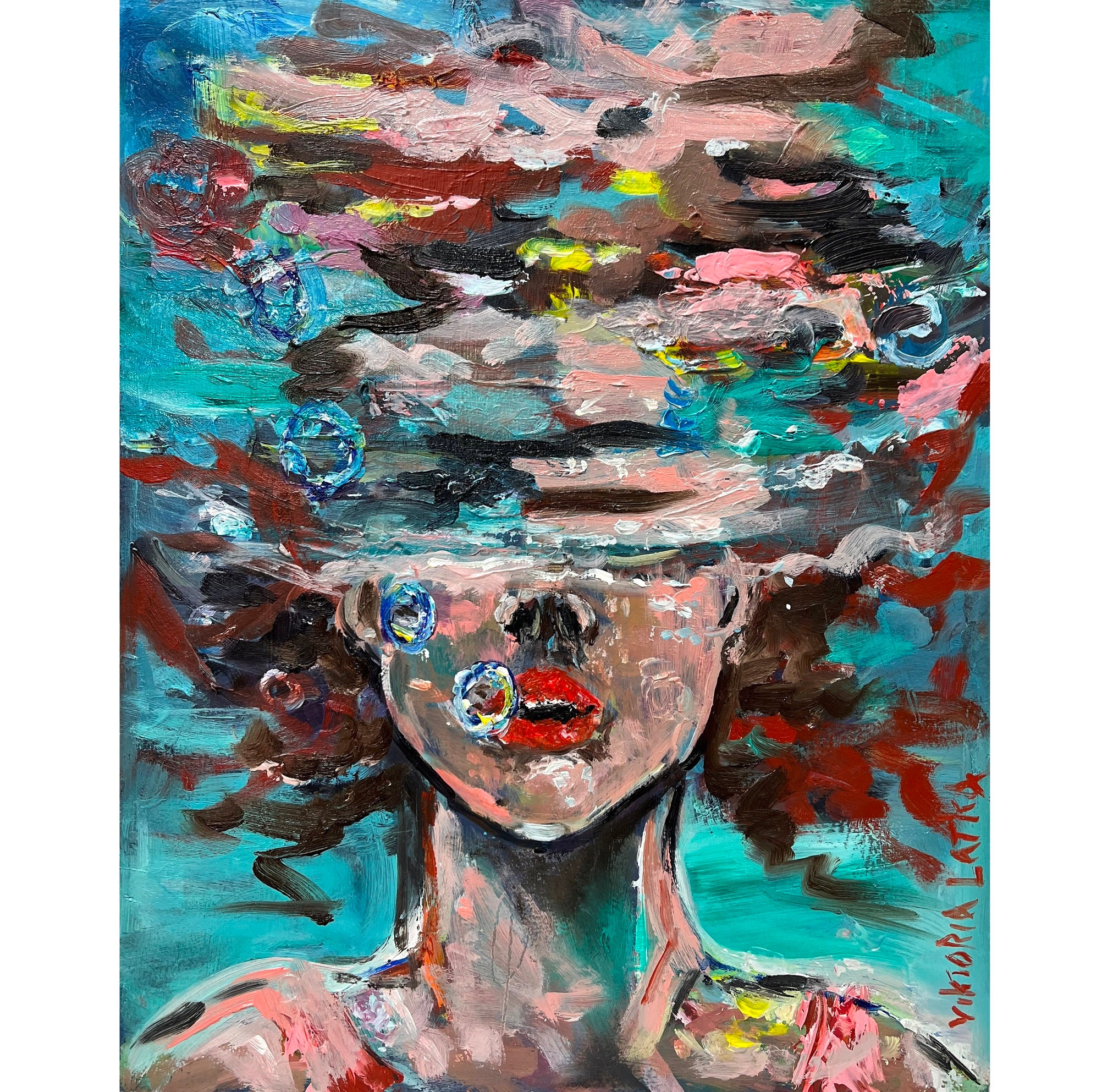 Swim 油絵 oil painting 絵画 原画 abstract