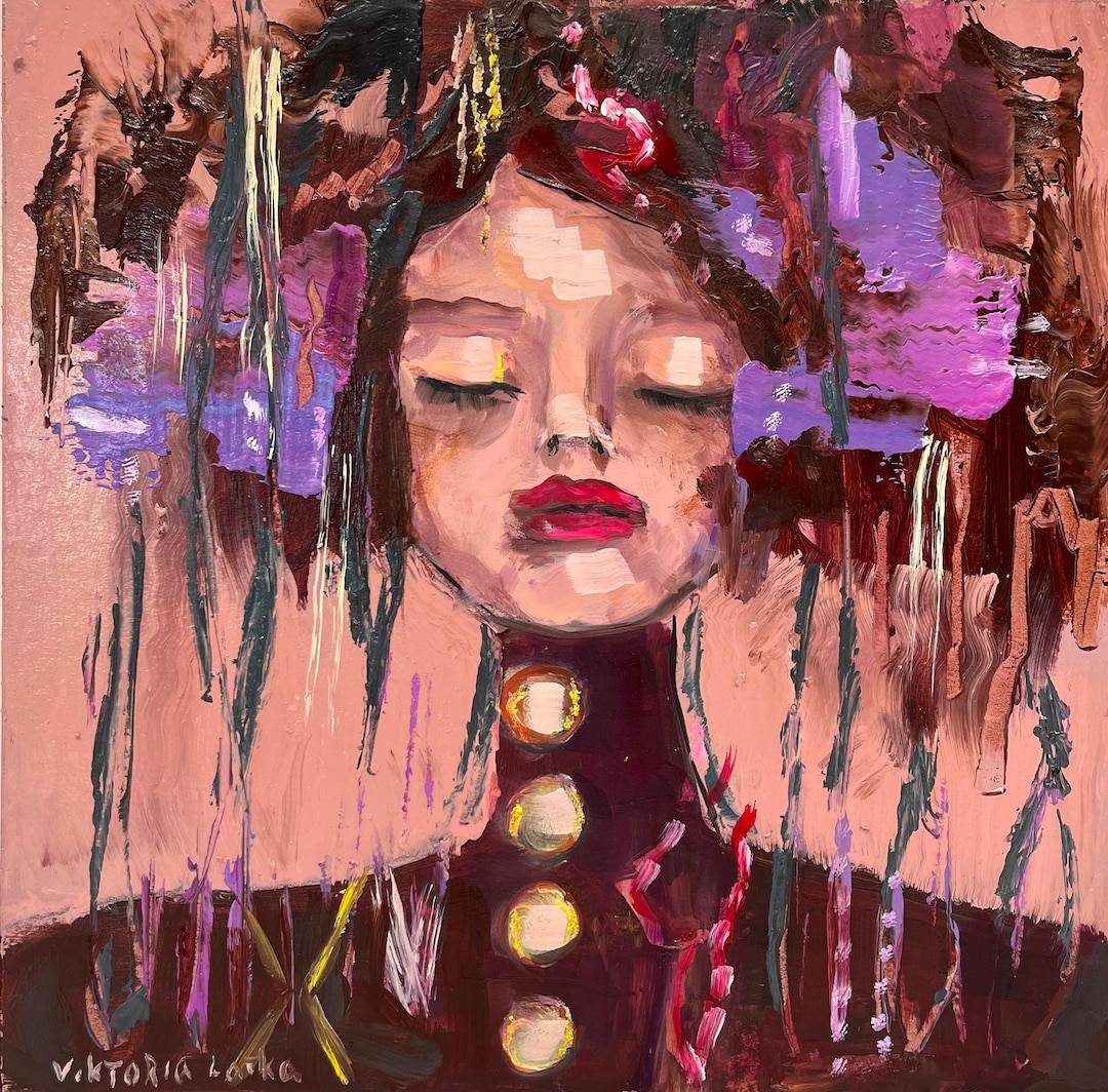Woman Portrait Painting: Original Oil Art 12"x12" Relax Face Artwork - Etsy