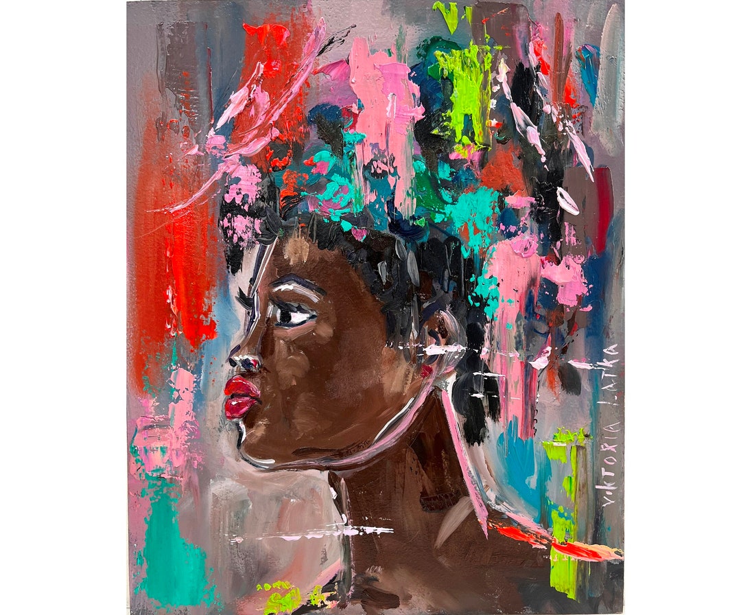 Black Woman Painting Original Art Woman Face Art African - Etsy