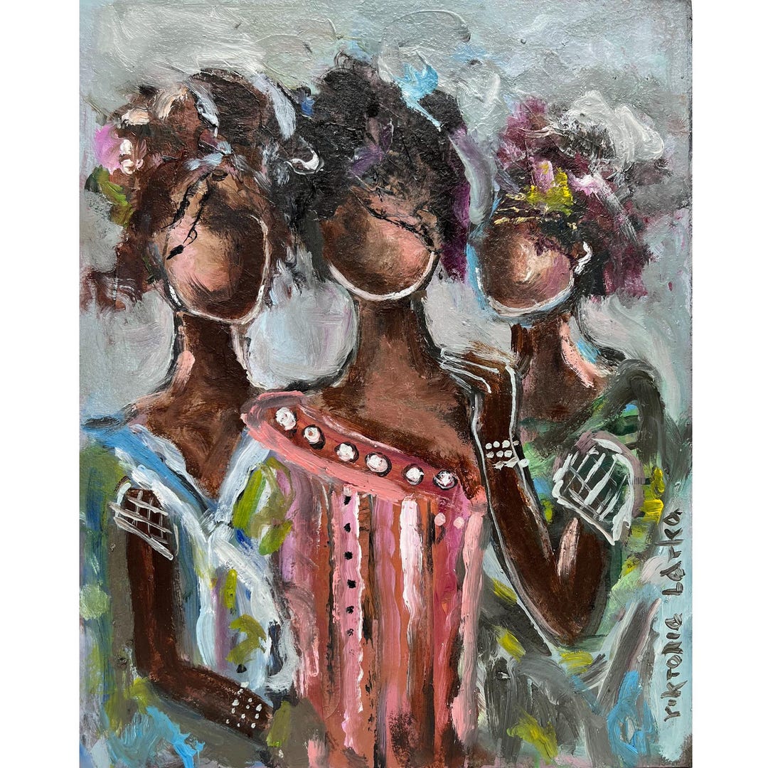 African American Art: Original Oil Painting 8x10", Black Women Portrait ...