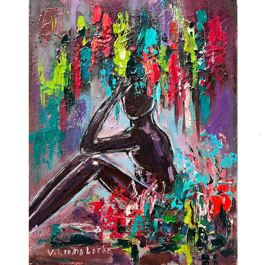 Black Woman Painting Original Art African American Art Floral Woman Art ...