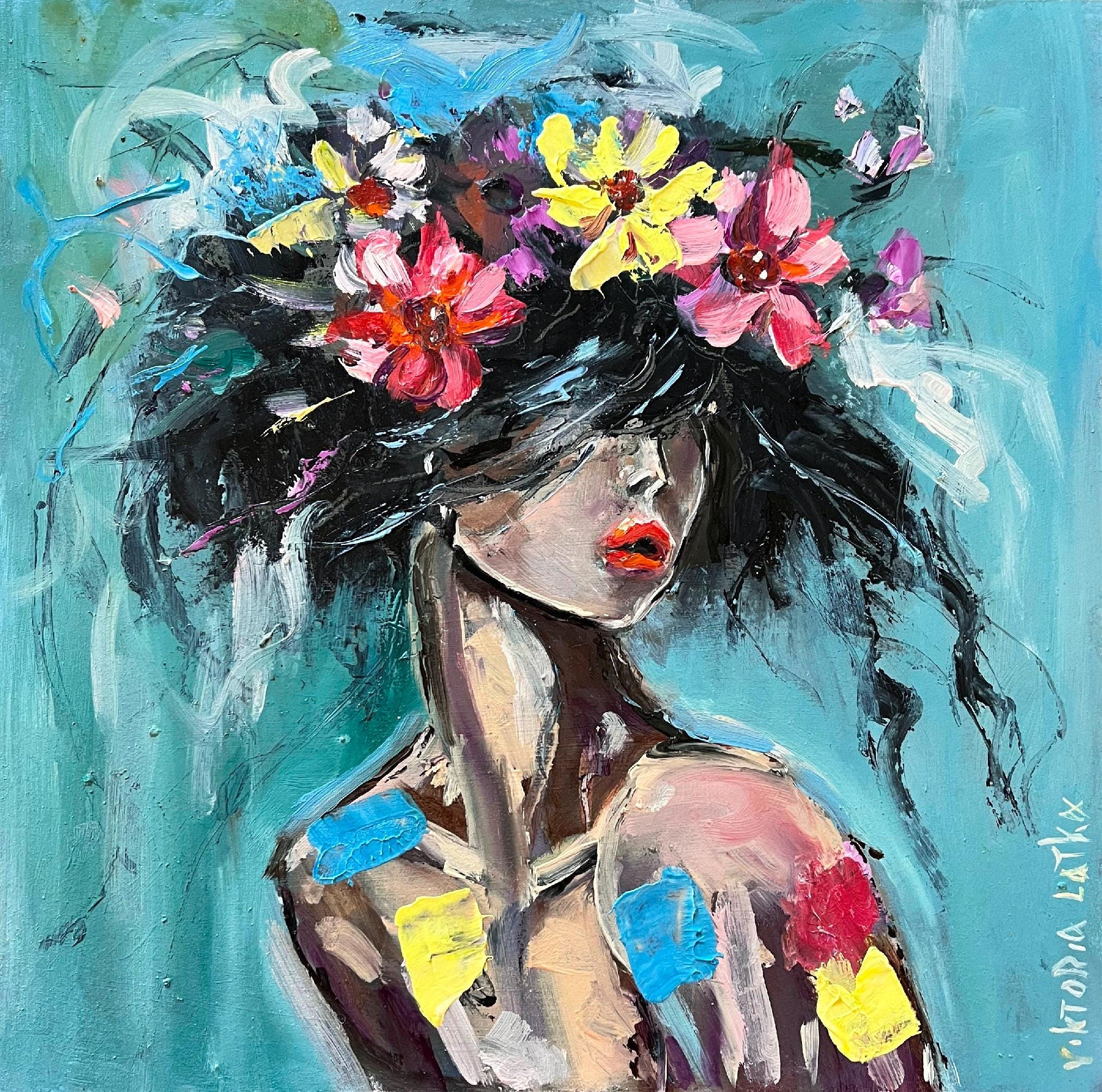 Pintura de mujer con flores: óleo original, retrato sin rostro con  gerberas, 25 x 25 cm, arte figurativo sensual - Etsy España